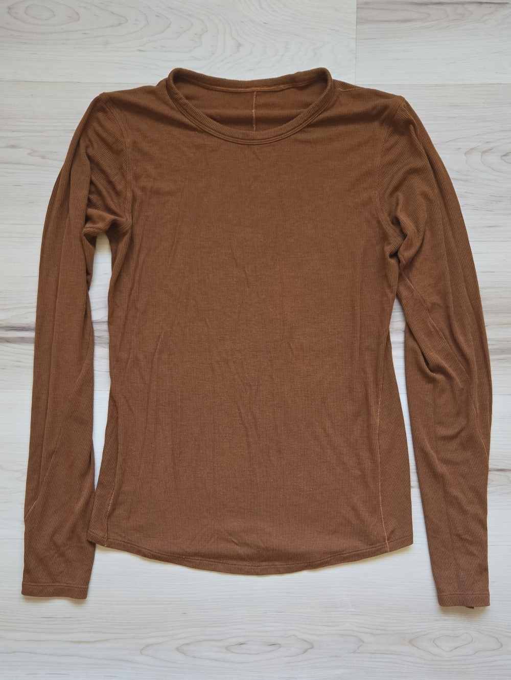 Lululemon Hold Tight Ribbed Long Sleeve Shirt, Copper Brown, Size Small